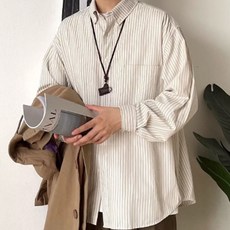 남성용 DM 즈로 스트라이프 캐주얼 셔츠