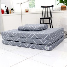 자미스 국내 제조 3단 접이식 순면커버 마블폼매트리스, 헤링본그레이, 5cm