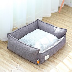 Market A Pet 高級方形布藝床, 灰色