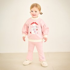 mollimelli 兒童短耳兔半高領貂絨刷毛上下套裝