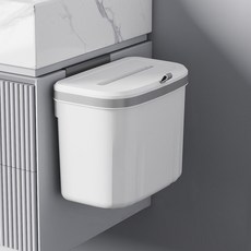 피어니스트 무타공 벽걸이 다용도 쓰레기통, 화이트 덮개