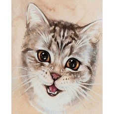 The Whale DIY油畫名畫繪製 50 x 40 cm 貓咪, 喵 大眼睛貓咪