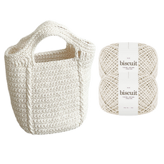 울클럽 뜨개 바스켓 백 DIY 패키지 네모니 비스켓 실 2p + 영상도안 세트, 아이보리, 1세트