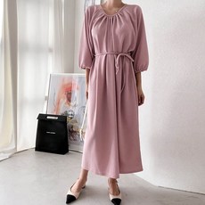 보리맘 엣지 셔링 리본 빅사이즈 롱 원피스 임부복 R577