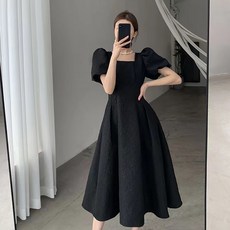 마켓에이 빅 퍼프 슬리브 롱 원피스 빅사이즈 포함