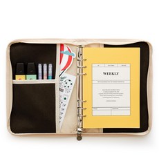 Funnymade 口袋型透明6孔週計畫手帳本, 木炭黑