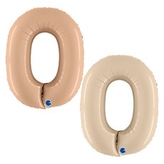 GRABO BALLOONS 大號數字0鋁箔氣球2件組, 1套, 奶油色, 拿鐵色