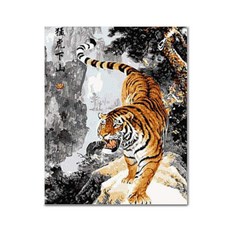ADICO DIY 鑽石畫 兇猛老虎 40 x 50 cm BEE06, 混色, 1個
