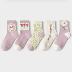 童款兔子花朵主題印花襪子 5雙入