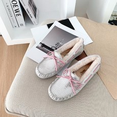 빈슈 여성용 스티치 라인 컬러 털 신발