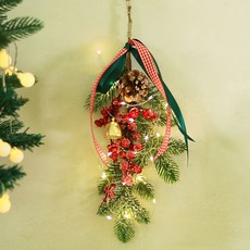 ScentBasket 聖誕諾艾爾漿果毛刷花環 + LED燈飾組, 紅漿果, 1套