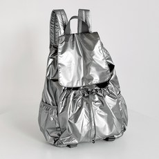 FROMHEAVEN Donlive 亮面休閒抽繩口袋後背包 P753, 灰色