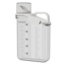 DING DONG PET 寵物簡約雙層密封透明飼料桶, 1個, 2.8L, 白色