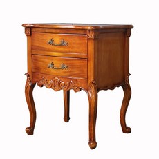 하우스데코 마호가니 원목 마네 2단 협탁, 엔틱 브라운, 1개