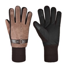 高質感皮革針織騎行運動手套 雙手一組, B棕色
