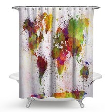 世界地圖圖案浴室浴簾 款式5 180 x 180 cm, 1個