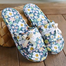 아리코 여성용 더블쿠션 퀼트면 거실화, 블루, 1개