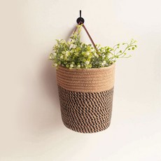 Dometopia 空中花園懸掛花盆籃, 1個, 自然黑