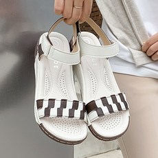 J SHOE 女款舒適厚底拼接涼鞋, 245, 米色