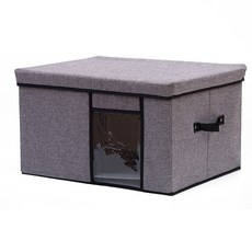 Ruby Coco亞麻折疊式生活收納箱 M, 1個, 深灰色