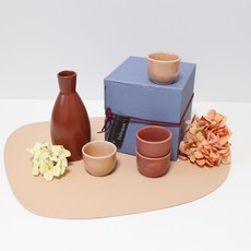 月鹽精美陶瓷果實德利清酒壺禮盒, 1套, 德利清酒壺 + 酒杯 4入