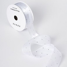 joyparty 歐根紗水鑽圓點緞帶 40mm, 白色, 1個, 18m