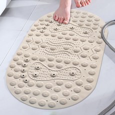 daysoy 指壓按摩浴缸浴室腳踏墊 69 x 39 cm, NO01腳印象牙白, 1個
