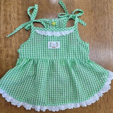 Bolldog 寵物格紋吊帶連身裙, 綠色, 1個