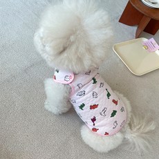 BYDAMSOOMI 小狗恐龍縫背心, 粉色的