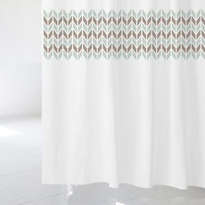 北歐風印花浴簾 sc229 L號 1800*1880mm+塑膠掛鉤 12入+白色窗簾桿, 1套