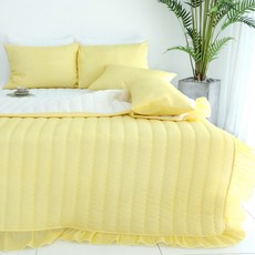 SCOHOME 夏季泡泡紗素色絎縫薄被, Yellow
