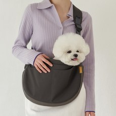 likalika 狗狗可擴張式移動包 堅固 半月型背帶, 炭灰色