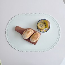 Luo 蕾絲矽膠餐墊, 嬰兒藍, 1個, 43 x 30 cm