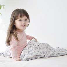 ahtty blanc 兒童棉質超細纖維安撫毯, 白底植物款, 1條