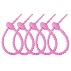 고리타입 케이블타이 215mm, 5개, 분홍색