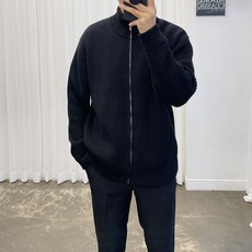 Ador Classic 男士高領拉鍊蜂巢織微寬鬆長袖針織衫