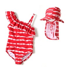 女童款紅色防走失連身裙+帽子套裝