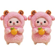 DIY手工娃娃羊製作針氈套件, 粉色的, 2個