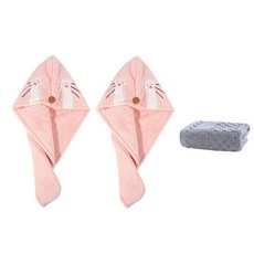 柔軟乾髮巾 SG30 2p + 洗臉毛巾組, 粉紅色, 1套