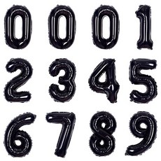 조이파티 숫자 은박 풍선 소 12p 세트, 블랙, 1세트