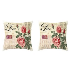 프랑스 분위기 나는 로즈 패턴 레트로 스타일 쿠션커버 2p