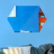 위미러 무제 노프레임 육각 일반거울 중형 벽걸이형 가로형