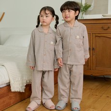JJiniya 青少年用烘焙刷毛長袖睡衣上下套組