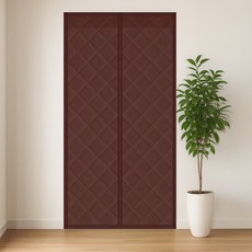 lovinglab 阻擋外風 鋪棉 防風 雙開式 磁吸 防寒窗簾, 棕色