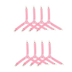 Lucky Nine Y字型床單固定夾, 8個, 粉紅色