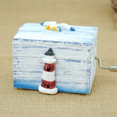 地中海系列音樂盒燈塔, 白色 + 藍色