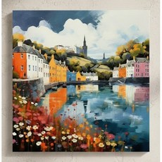 北歐港口城市風景帆布畫框 6 Blue Hill