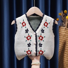 Arve兒童麥穗刺繡針織背心