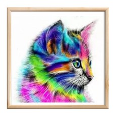 Meirian 寶石十字繡 DIY 串珠工藝套組 30 x 40 cm, 蓬鬆貓咪, 1套