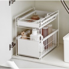 2tec HOME滑動2層鐵製收納盒, 乳白色